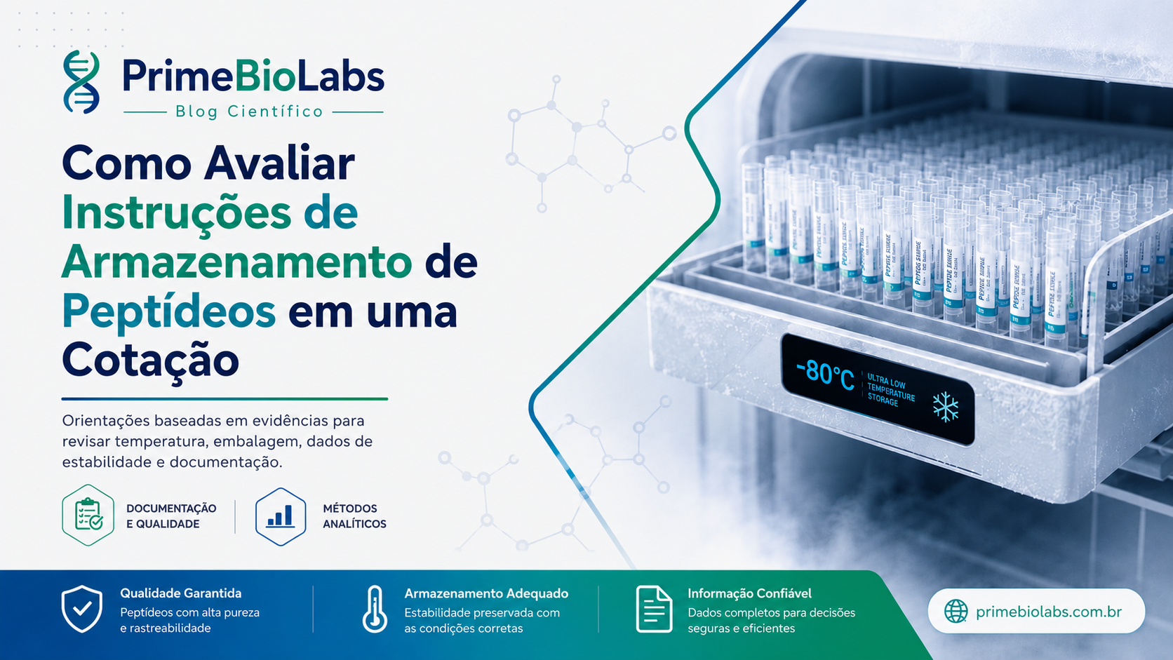 Como avaliar as instruções de armazenamento de peptídeos